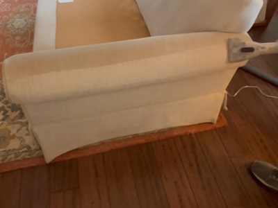 Sofa arm before and after upholstery cleaning Millington TN