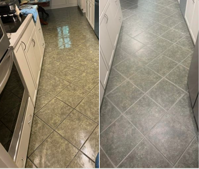Ceramic tile and grout cleaning before and after